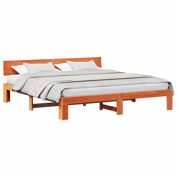 Cama doble CHIC para adultos - Estructura de cama de 200 x 200 cm, color marrón, madera maciza de pino #Sara22201