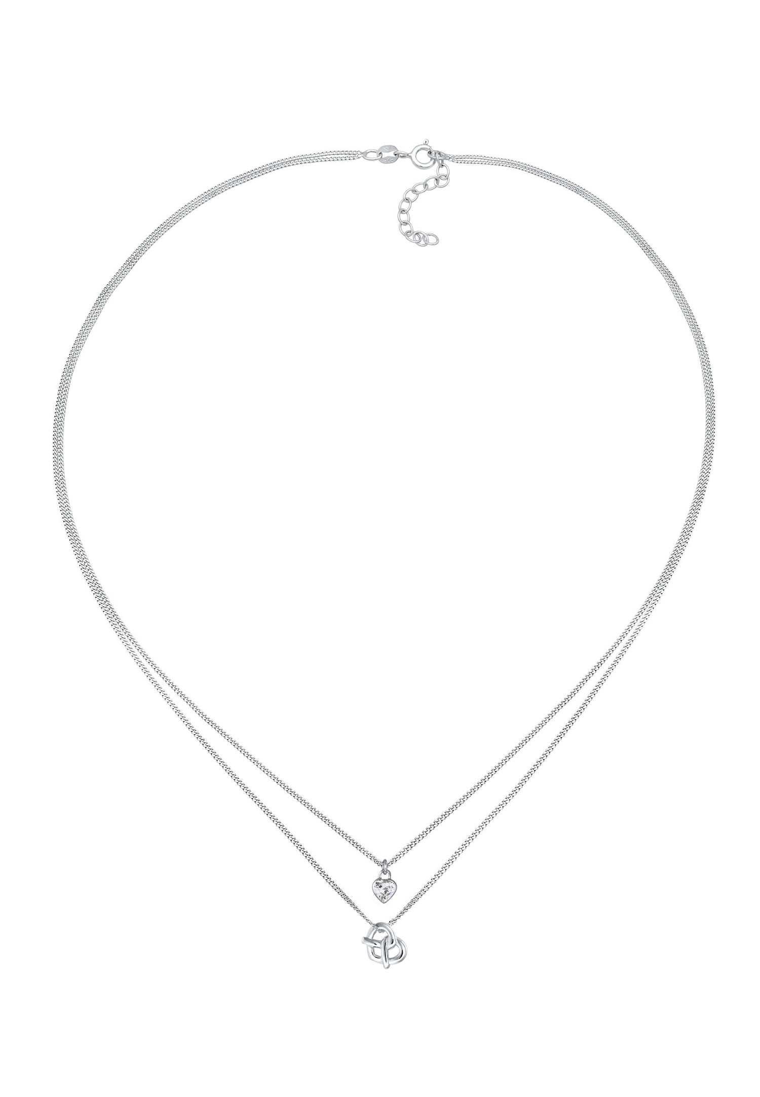 Elli Femmes couches cœur bretzel pendentif costumes avec zircon en argent sterling 925