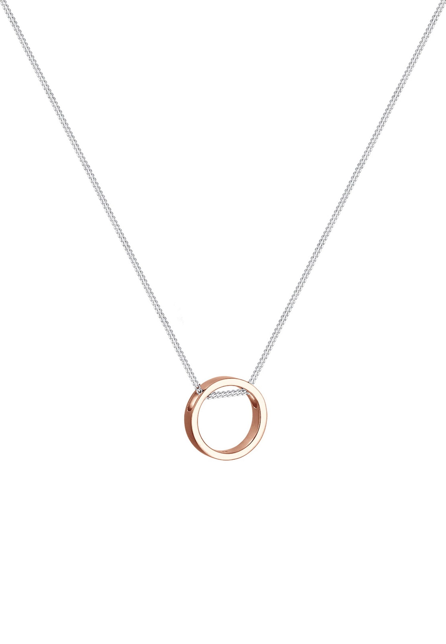 Elli Femme Pendentif Cercle Simple Bicolore - (925/1000) Argent