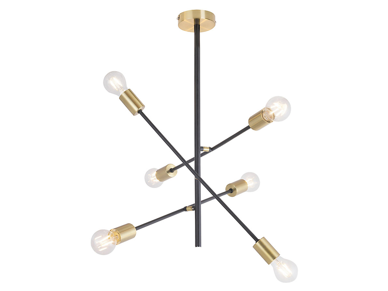 Lampa wisząca Lanny 6-punktowa metalowa czarno-złota