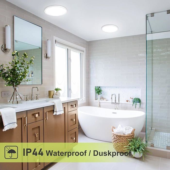 Lot de 2 Plafonnier LED Luminaire Salle de Bain 15W 3000K/4500K/6000K Sélectionnable Moderne Très mince éclairage de Blanc.