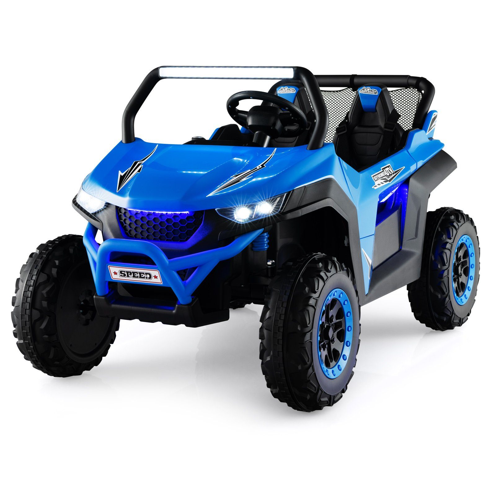 COSTWAY elektrisches Kinderauto 12V Kinderquad, 2 Sitze, 2-4 km/h