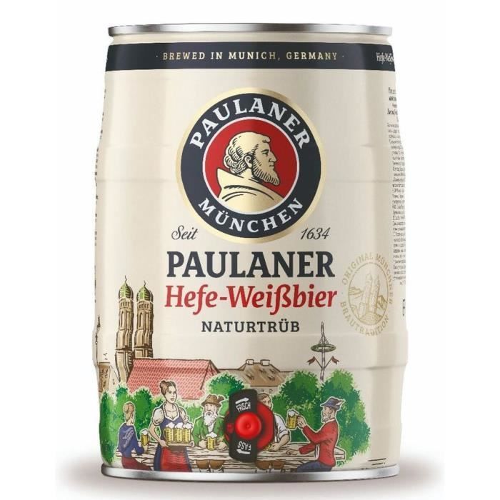 Barril de cerveza Paulaner Weissbier - Mini barril de 5 litros - 5,5 % vol.