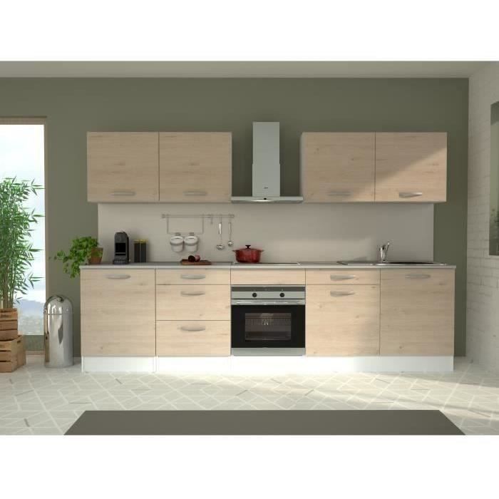 Cocina completa OSLO - 300 cm de ancho - Acabado en roble - Encimera incluida