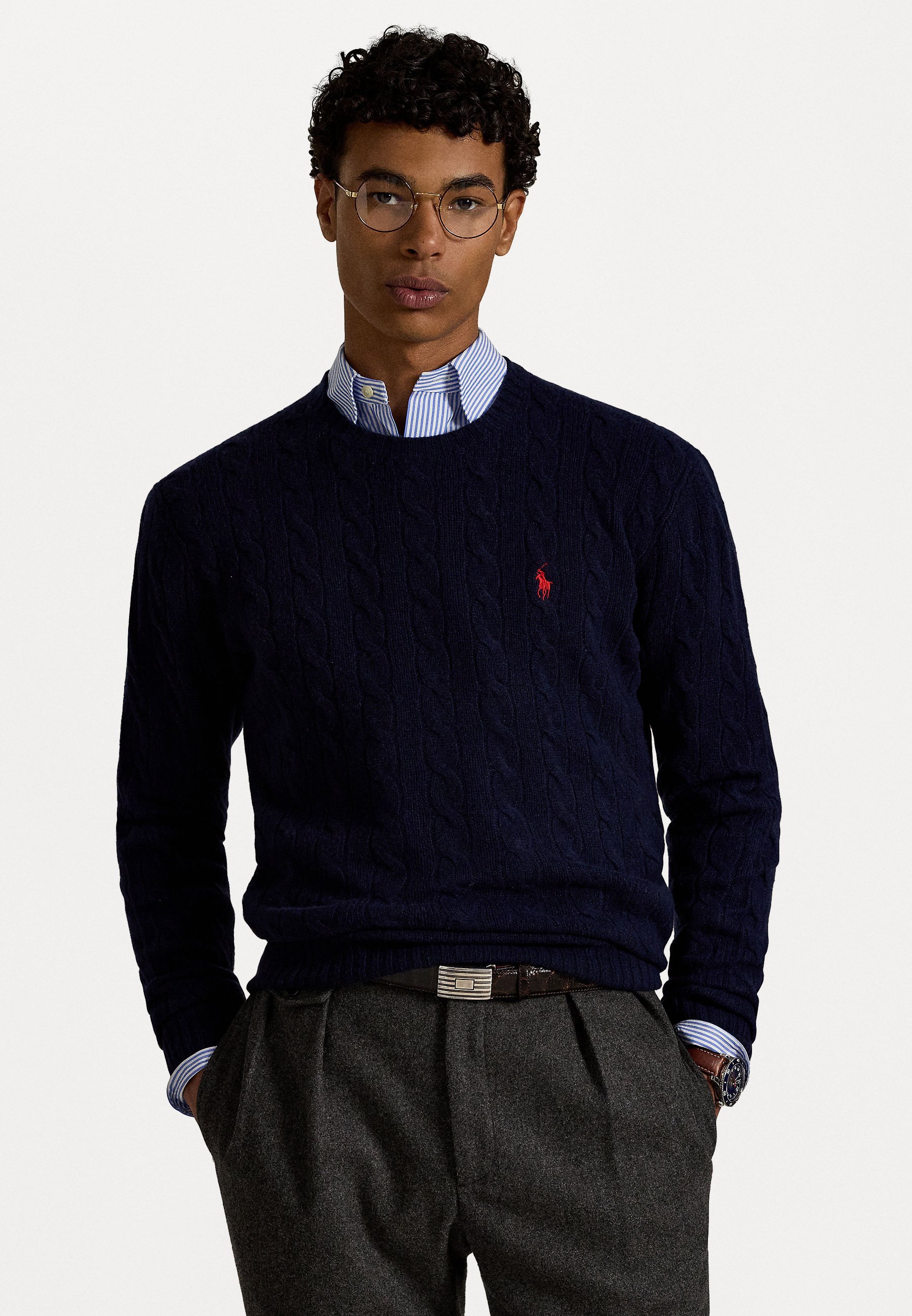 Polo Ralph Lauren kabelgebreide wollen kasjmier trui - Trui - donkerblauw