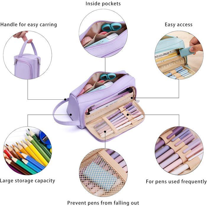 Trousse - trousse garçon - trousse fille - trousses pour l'école - Fournitures scolaires - 2 compartiments - Extra large - Pour