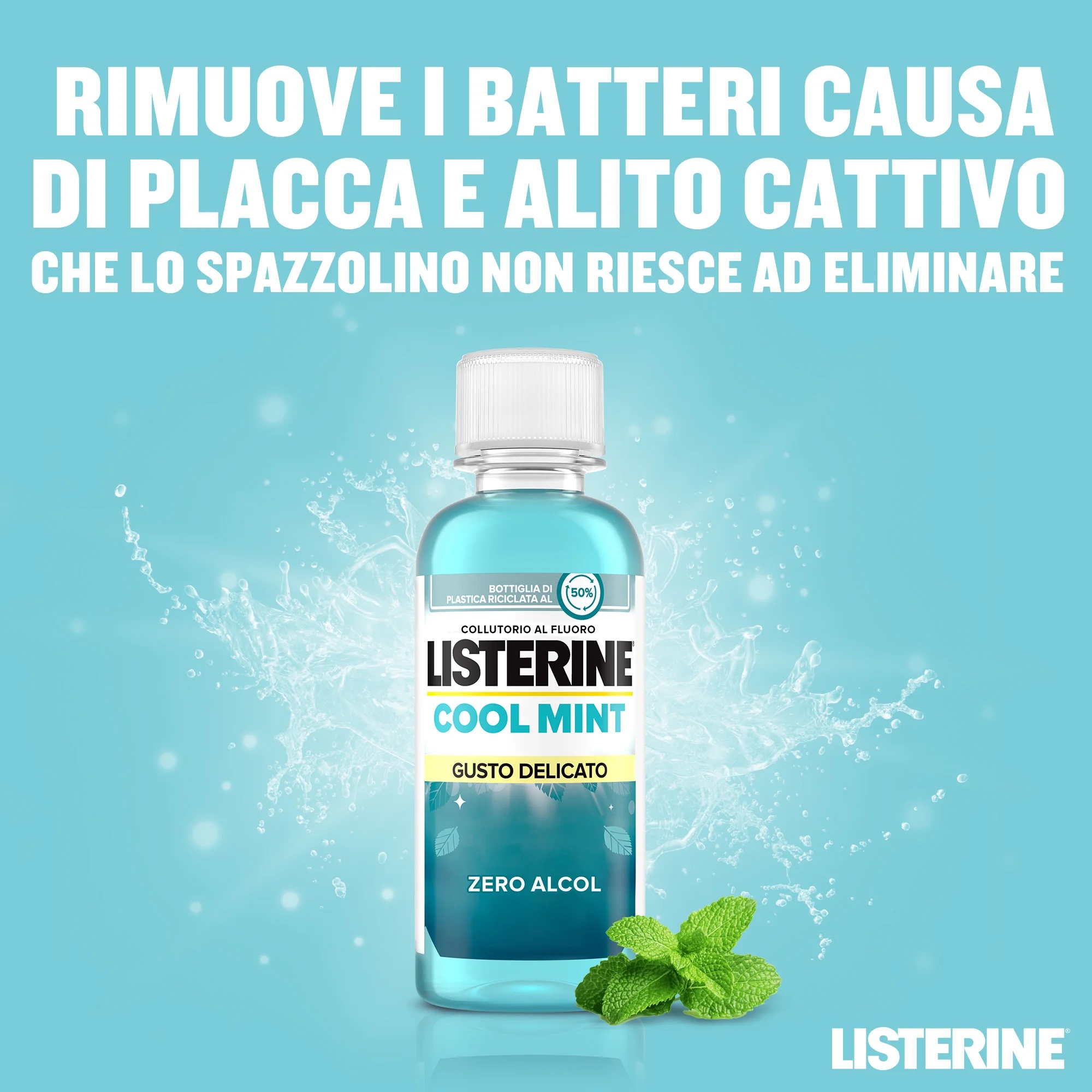Bain de bouche Listerine Menthe Fraîche Saveur Douce Haleine Fraîche 95 ml