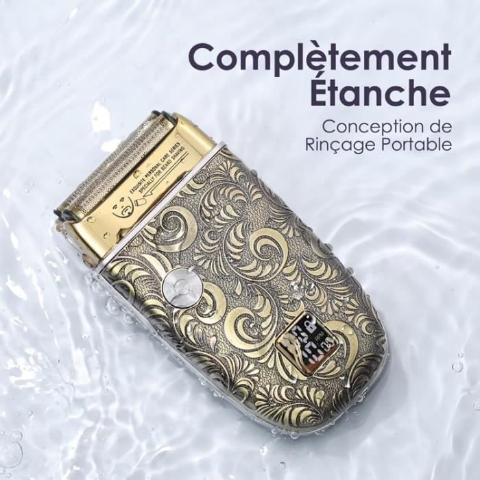 Rasoir Electriques Hommes Tondeuse Barbe Cheveux Tête Chauve Rechargeable Rasage À Feuilles Avec 2 Lames, Cadeau[J87]