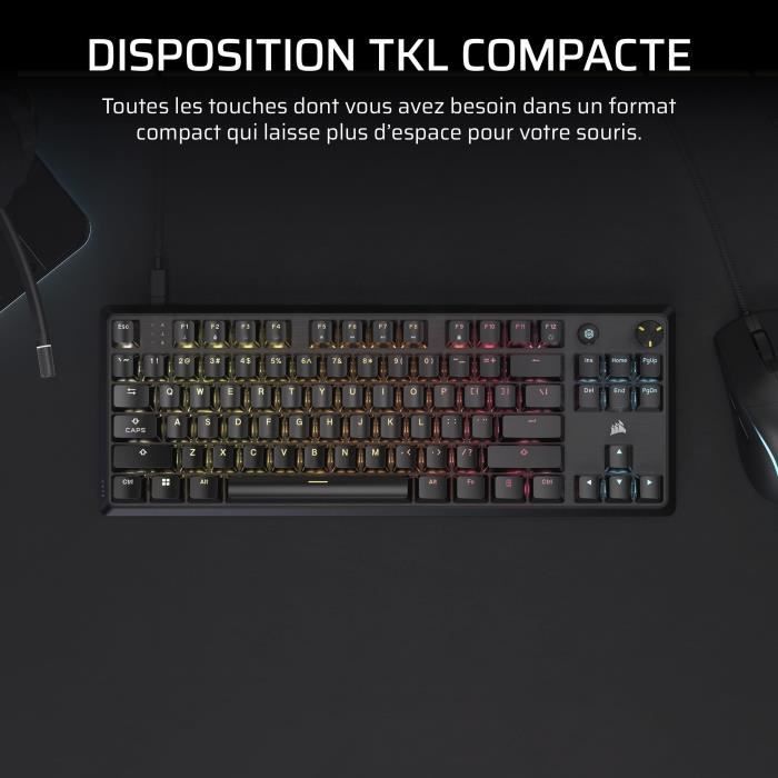 Clavier Gaming - CORSAIR - K70 Core TKL - RGB - Switchs MLX Red v2 - Filaire