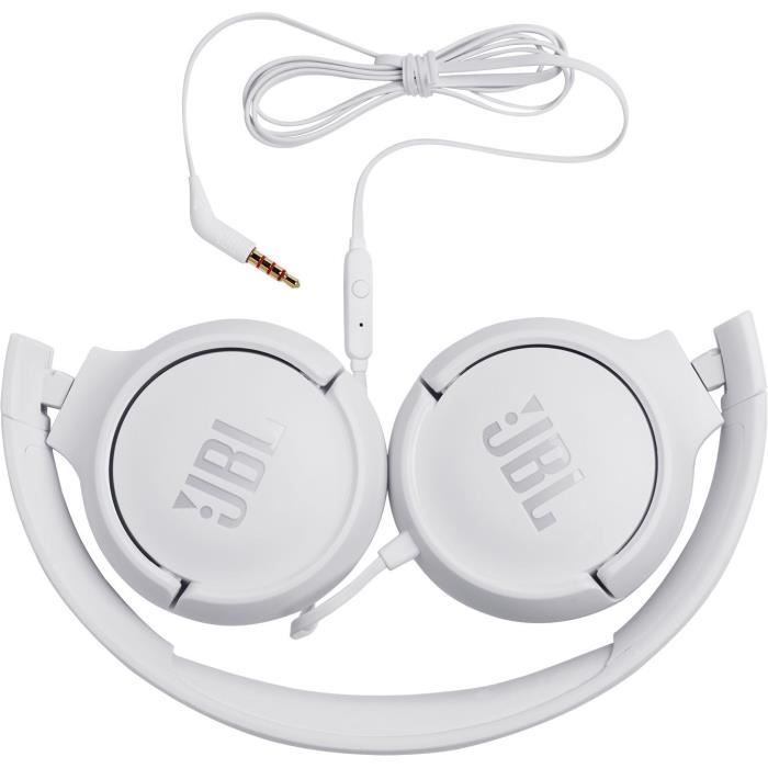 Auriculares con cable JBL Tune 500 - Sonido Pure Bass - Diseño ligero y plegable - Blanco