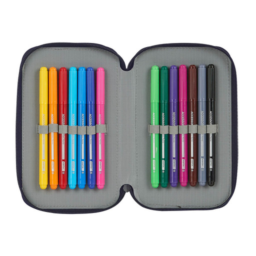  Mochila escolar Safta com 28 itens úteis inclusos, Seleção Espanhola de Futebol, 125x40x195mm, Vermelha