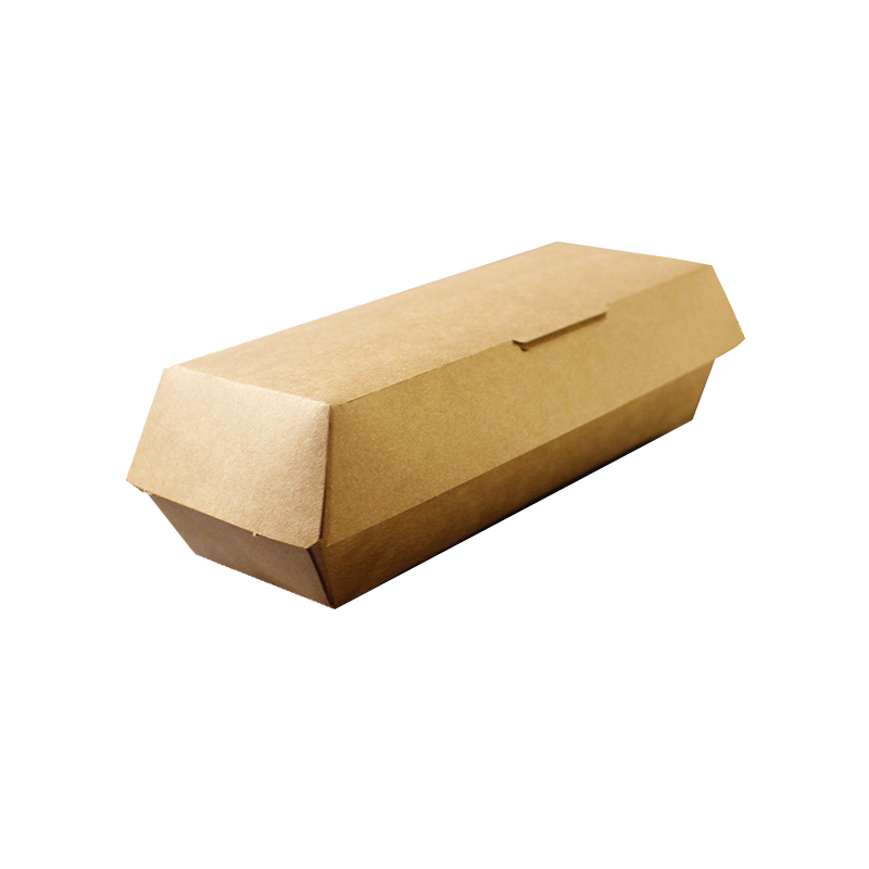 Envases desechables personalizados de papel kraft para comida rápida para llevar, perritos calientes y comida frita.