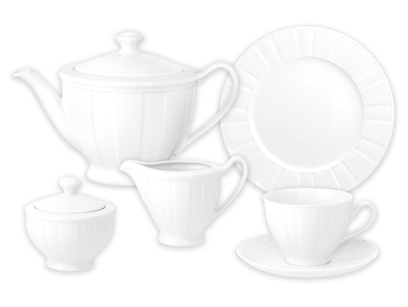 Komplet  kawowy Ćmielów Oktawa porcelana 21 el. biały