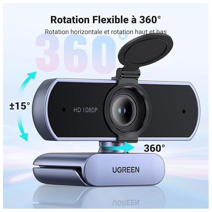 Webcam Ugreen CM678 HD na cor cinza