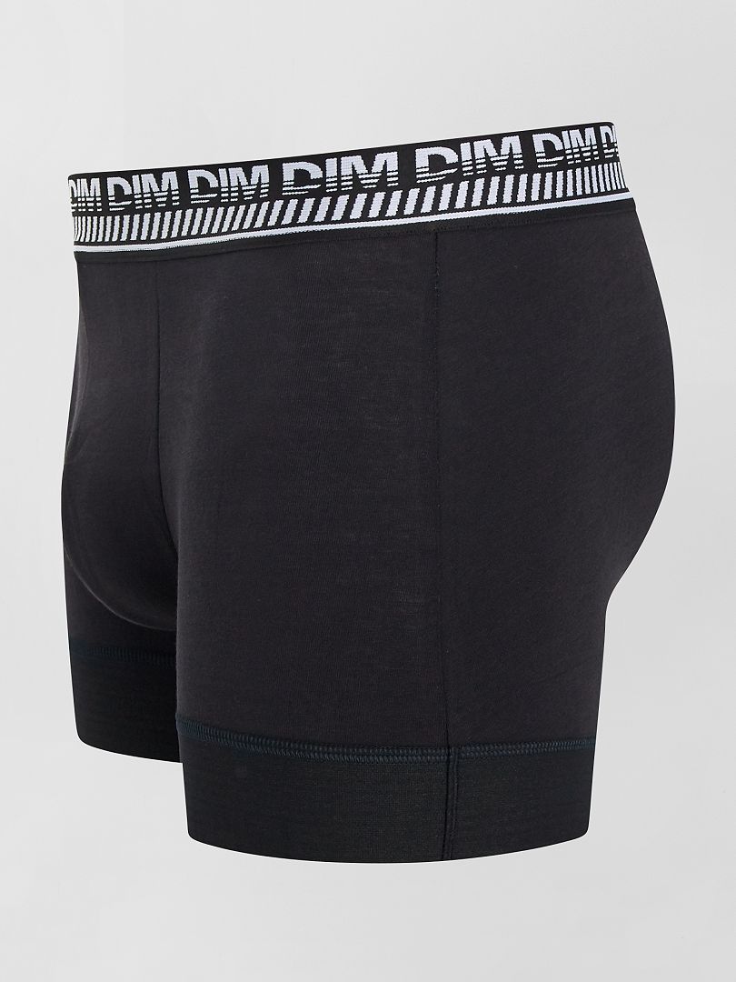 Conjunto de 2 cuecas boxer 3D Flex com elástico na cintura 'DIM' - PRETAS