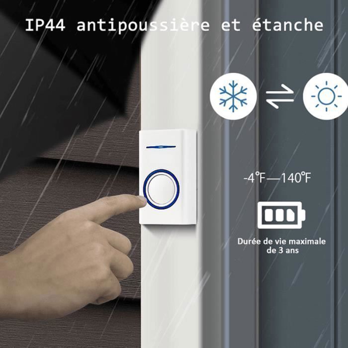 Timbre inalámbrico - YIKXIULF - Resistente al agua - 2 receptores - Indicador de temperatura - Alcance de 150 m