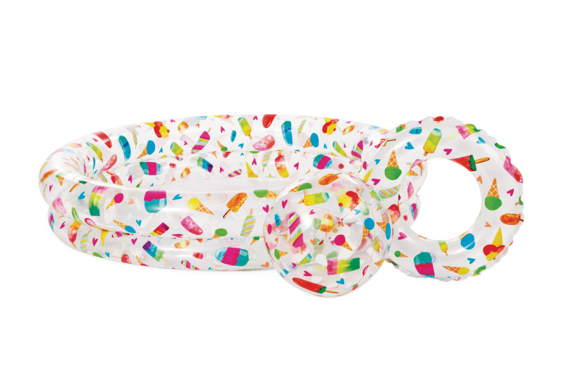 Zestaw basen dmuchany ogrodowy Lody   piłka   koło  122x25cm INTEX 59460