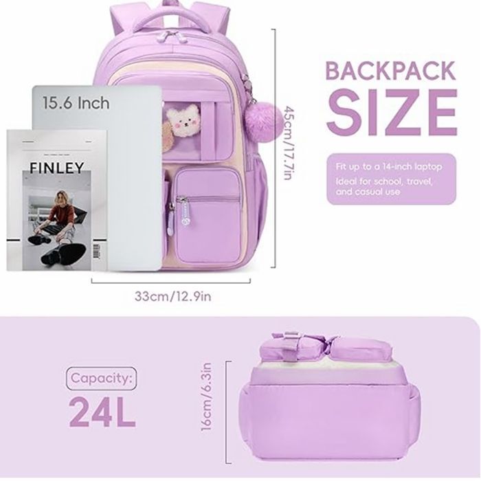 Girls' Primary School Backpack, Breathable Backpack for Girls in Grades 1-5, Casual School Bag for Children