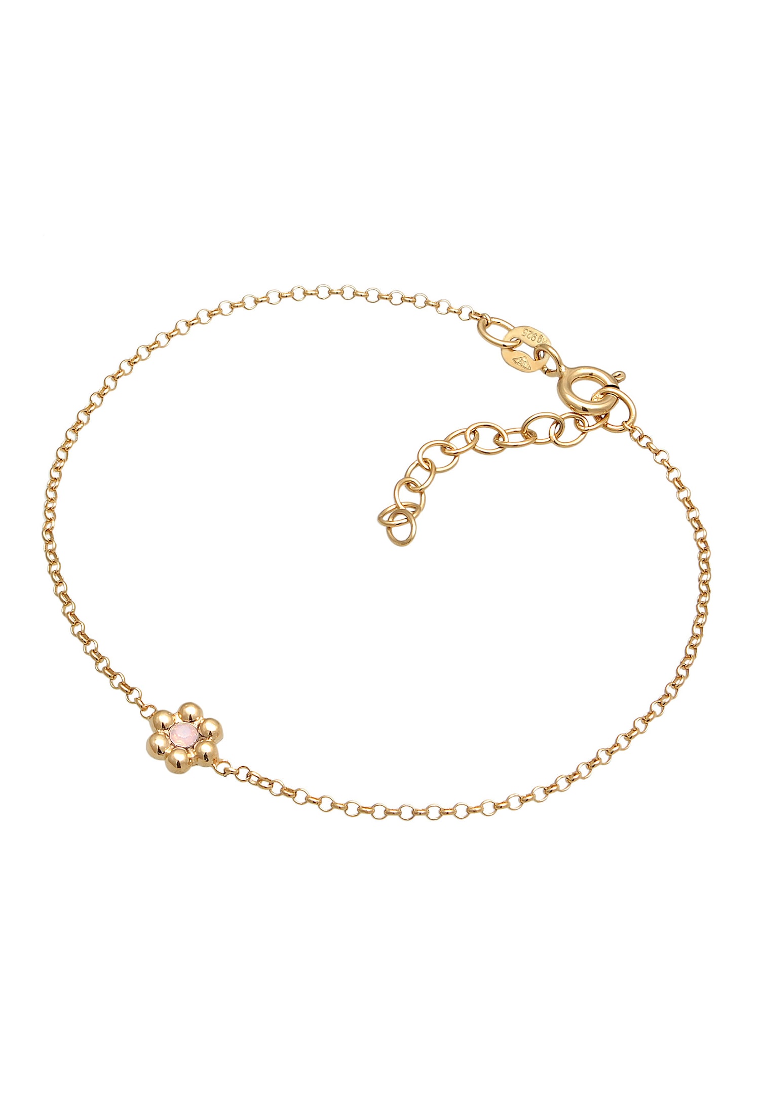 Elli Femmes Pendentif Fleur Simple avec cristal en argent sterling 925 plaqué or