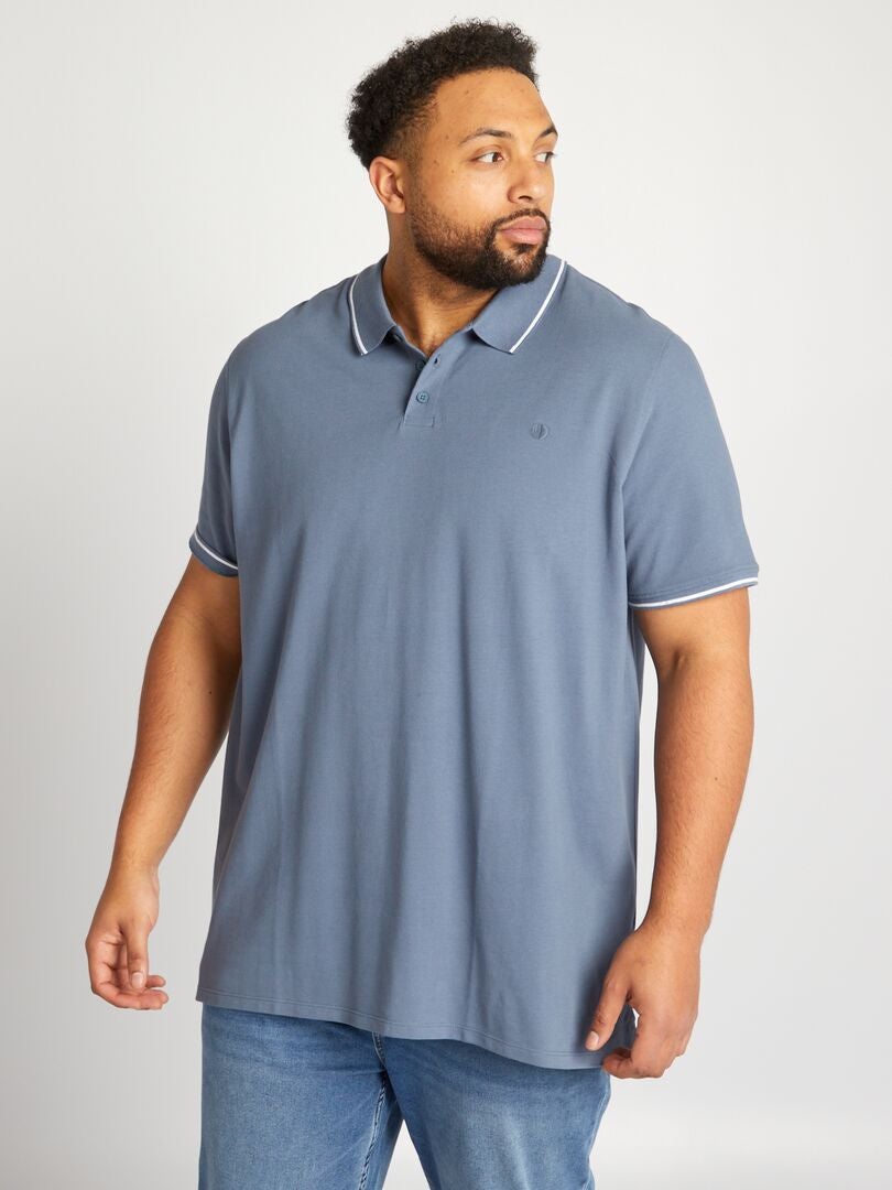 Polo shirt van contrasterend katoen - BLAUW