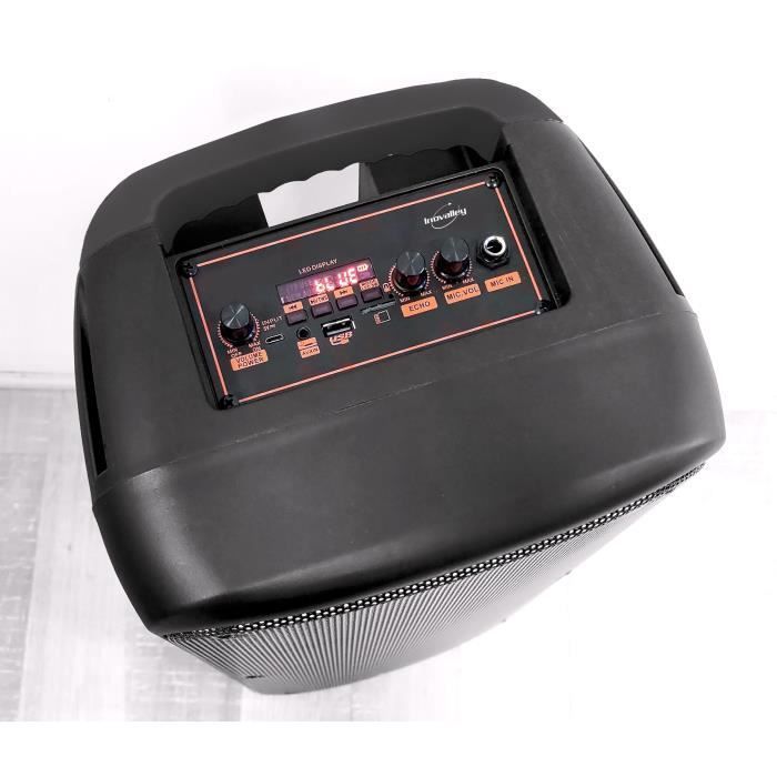 Beleuchteter Karaoke-Lautsprecher – INOVALLEY – KA25-FIRE – Bluetooth V5.0 – 64 cm – 850 W – Schwarz
