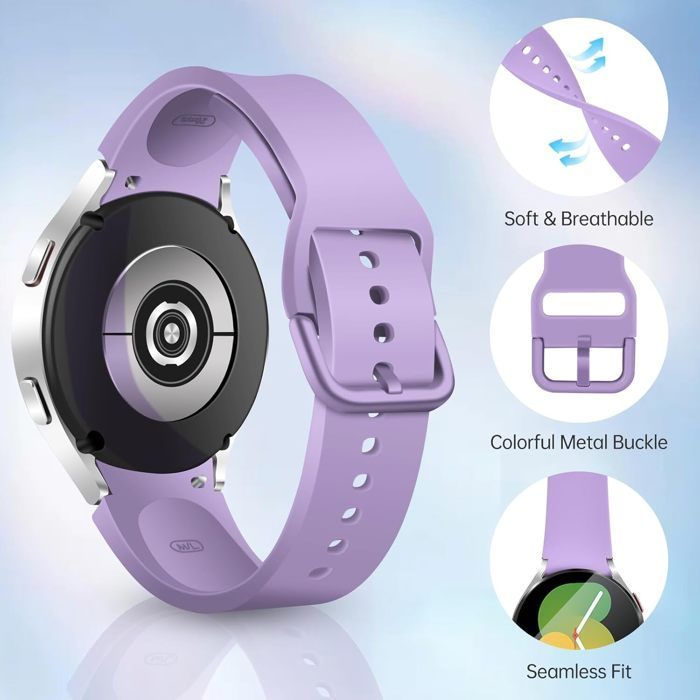 10pcs 20 mm Bracelets Compatible avec Samsung Galaxy Watch 6/ 6 Classic, Bracelet Silicone Soft pour Galaxy Watch 4/4 Classic/5/6/7