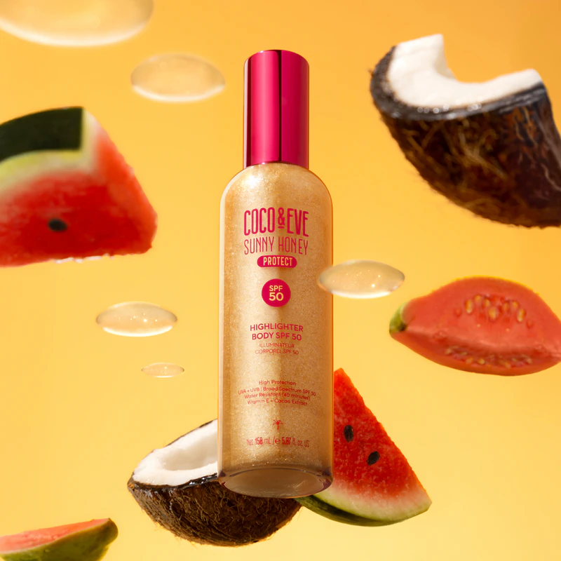 Coco & Eve Sunny Honey Highlighter Body SPF50 beschermend serum met een verhelderend effect