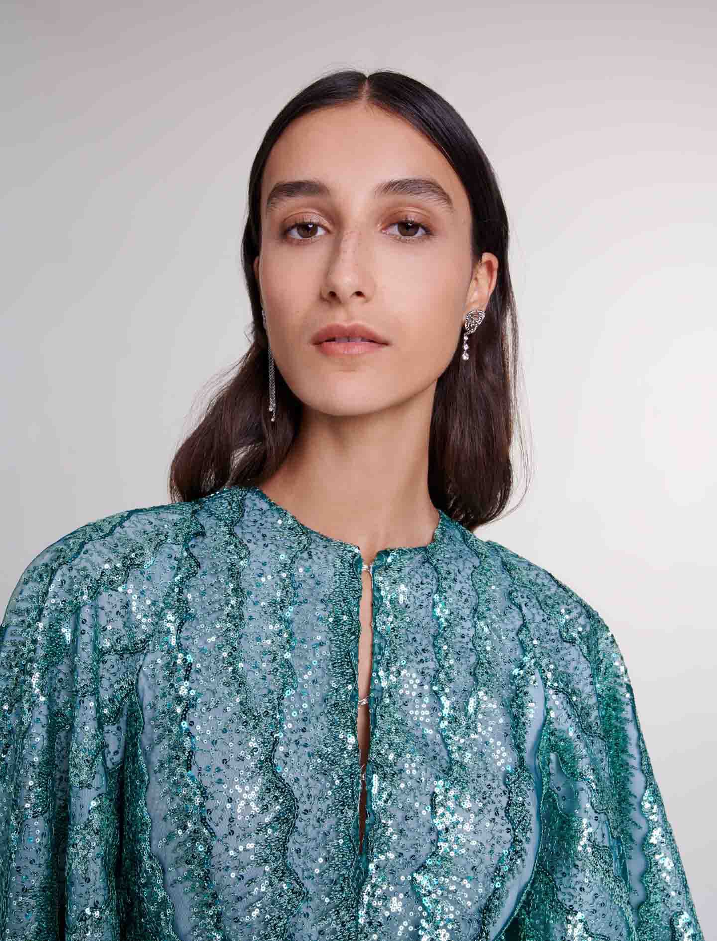 Rochie lungă cu paiete - Verde