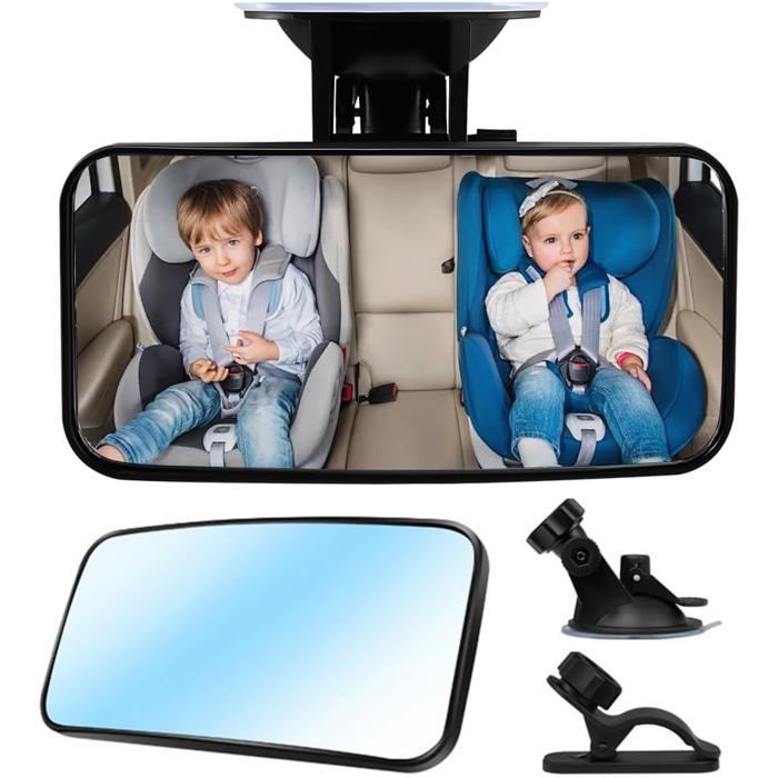 Espejo retrovisor para asiento trasero de bebé - FEBEST - Espejo giratorio 360° - Ventosa y clips de resorte