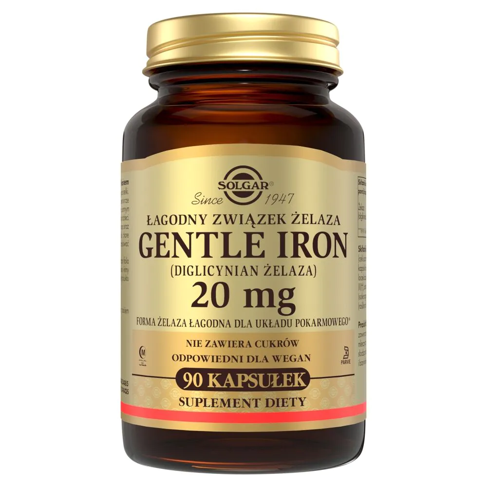 Solgar Gentle Iron diglicynian żelaza 20 mg kapsułki