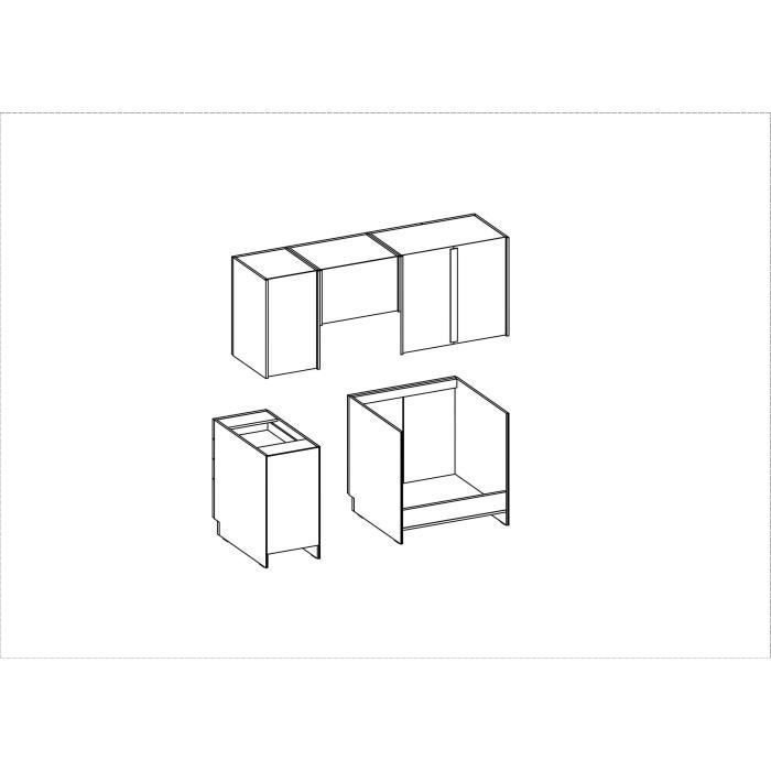 Cocina modular completa SARA - 5 elementos - Acabado roble Sonoma - Ancho 180 cm - Encimera no incluida