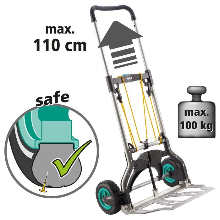 Carrello pieghevole compatto per giardino e esterni - wolfcraft - Portata massima 100 kg - TS 850 Offroad - 5503000