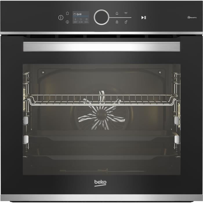 Multifunction built-in oven - Pyrolytic cleaning - BEKO - BBIM13500XPSW - Stainless steel / Black - Cool door - 59.4 x 56.7 x 59.5 cm