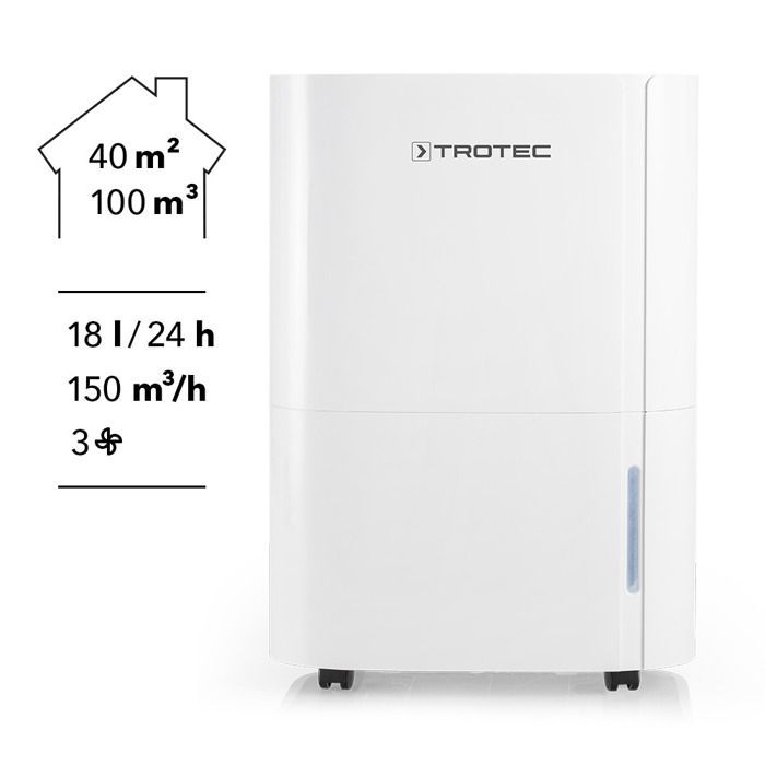TROTEC TTK 54 E Dehumidifier - 18 l/day - Laundry Drying - Integrated Ionizer