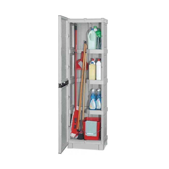 Armario de exterior Dbaldanz - Dmora - PVC - Gris claro 50x39x172 cm