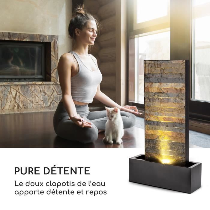 Fontaine de jardin - Blumfeldt Raincastle - éclairage LED - Pompe 8W - Pour intérieur et extérieur - Marron