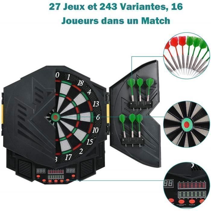COSTWAY Elektronisch Dartbord - Dartbord met 27 spelmodi en 216 variaties, 4 LED-schermen voor 1-8 spelers