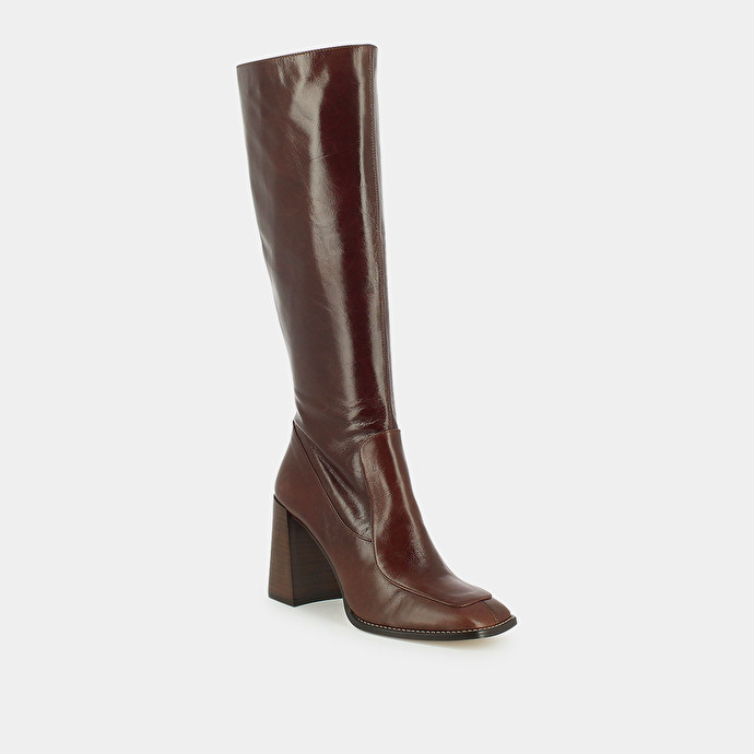 Bottes hautes  en cuir marron