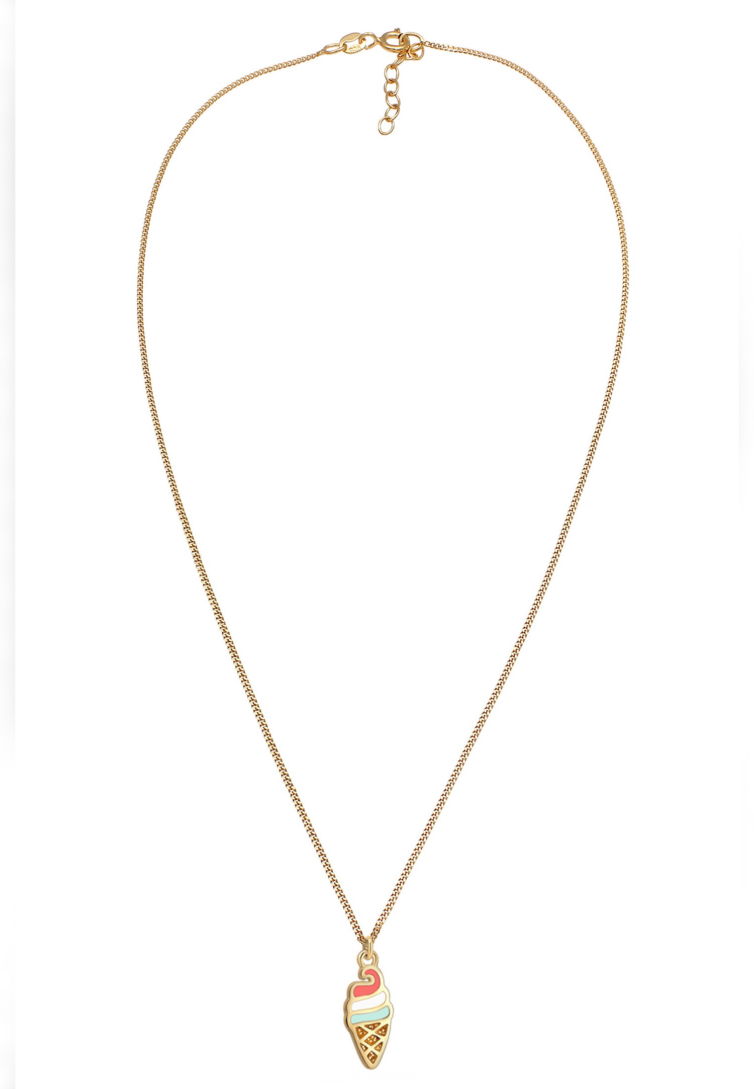Elli Femme Pendentif Cornet à Glace Crème Émail - (925/1000) Argent