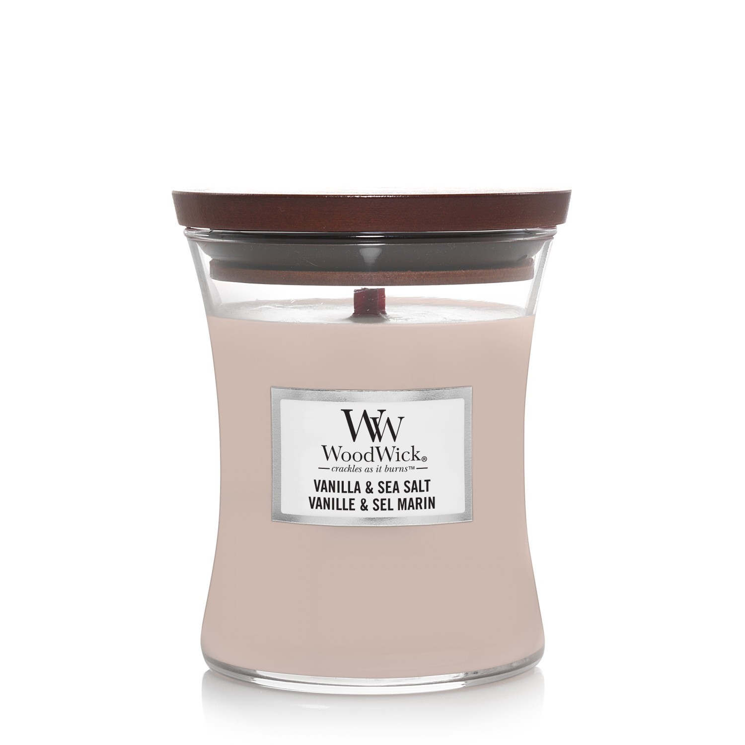 WoodWick svijeća s mirisom vanilije i morske soli - 275 g