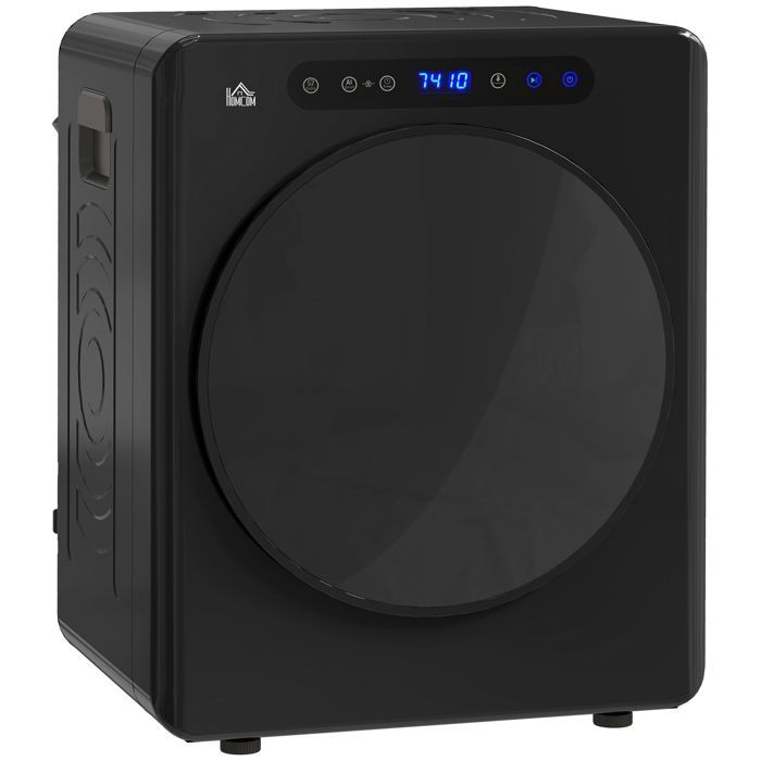 Sèche linge à évacuation - HOMCOM - 1000 W 3 Kg - 6 modes de séchage, minuterie - acier inoxydable - 49 x 43 x 61 cm - noir