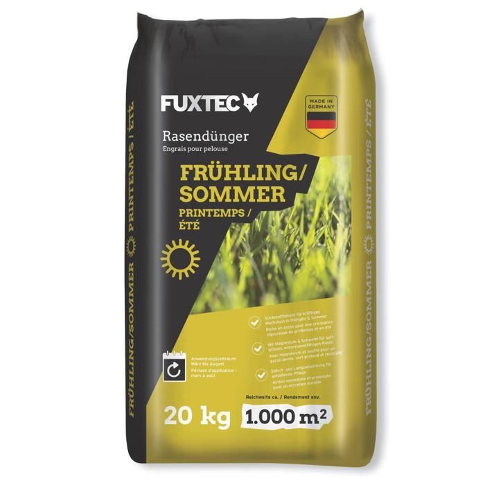 FUXTEC FX-RDFS20 Fertilizzante organo-minerale NPK per prato, primavera/estate, con magnesio e zolfo, 20 kg