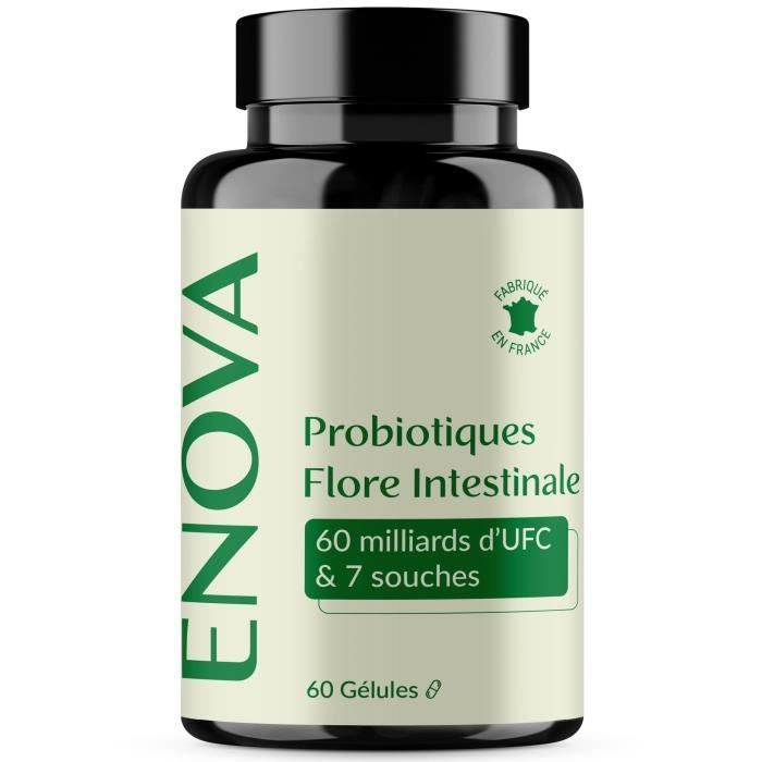 Probiotique Flore intestinale - Ferments Lactiques 60 milliards UFC - 60 gélules - Fabriqué en France - Complément Alimentaire