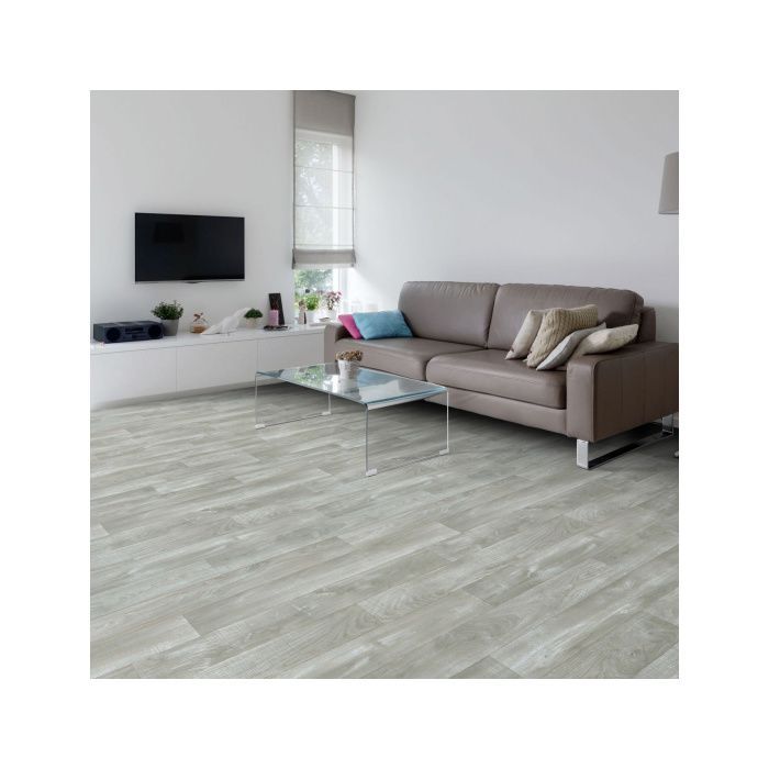 Light grey wood-look vinyl flooring - 2m x 3m roll