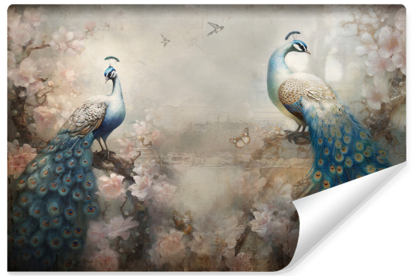 Fototapeta Pawie Beton Kwiaty Róże Vintage 90x60cm