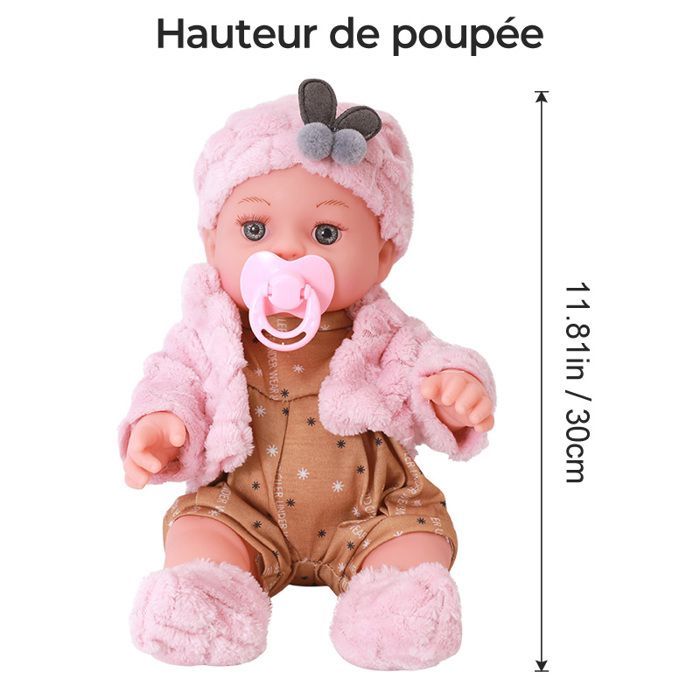 Poupon Poupee bebe 12 pouces interactive silicone Doll nouveau-ne enfant Mignonne Jouet playmate Cadeau-a3