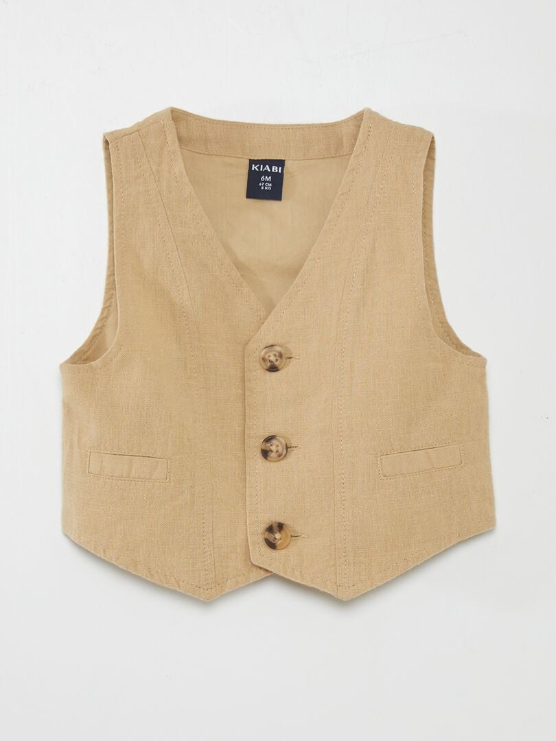Shirt + broek + vest + vlinderdas - 3-delige set - BEIGE