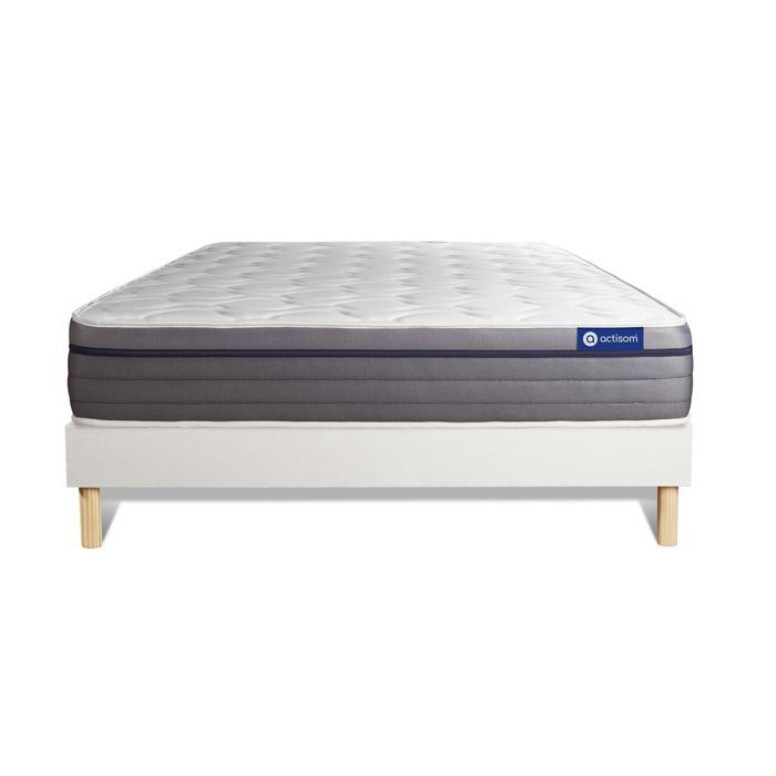 Conjunto de colchón y base de cama de 200x200 cm - Base de cama blanca (requiere montaje) - ActiMemo Zen