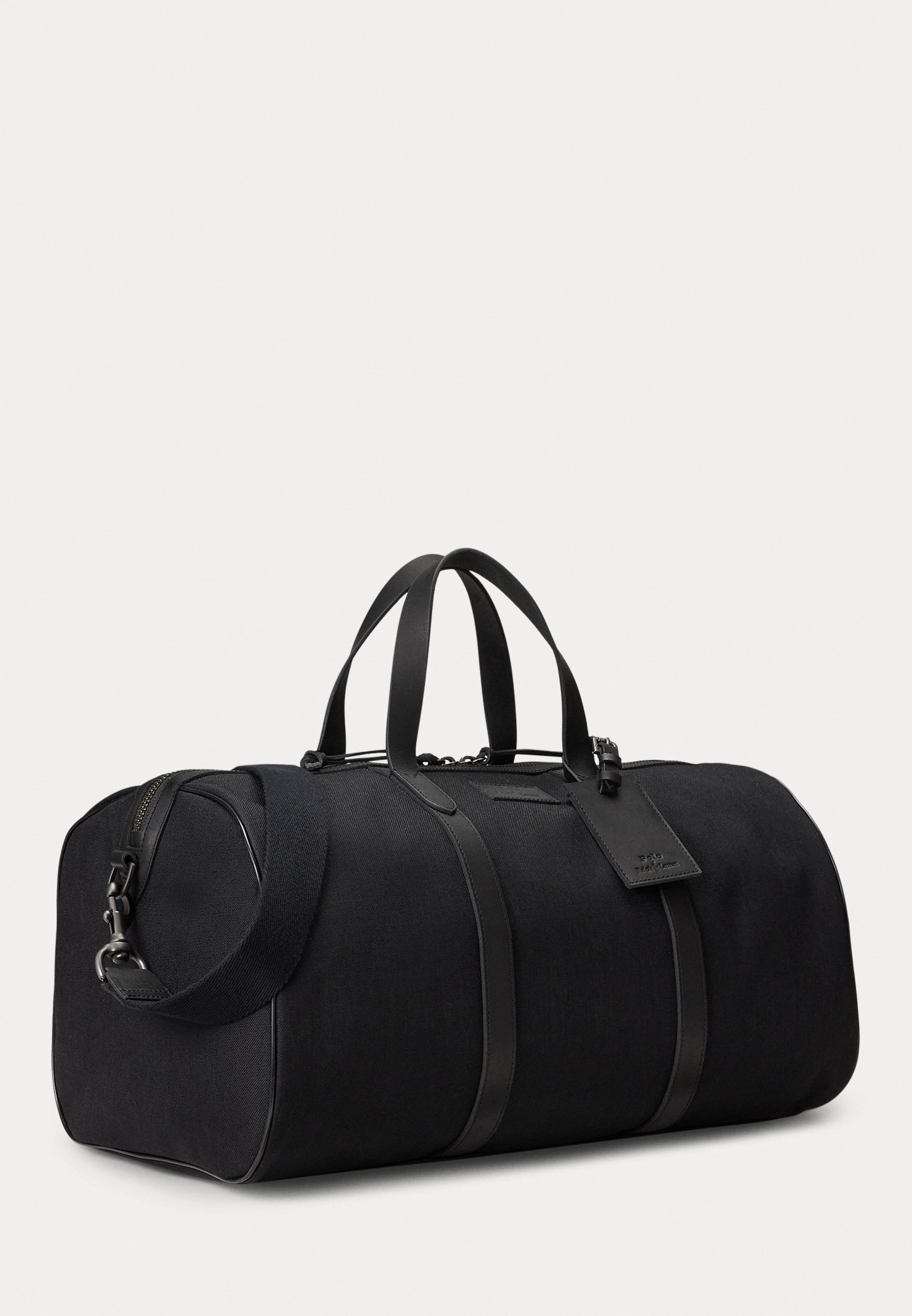 Polo Ralph Lauren LEATHER-TRIM OXFORD DUFFEL - Weekend bag - black/black
