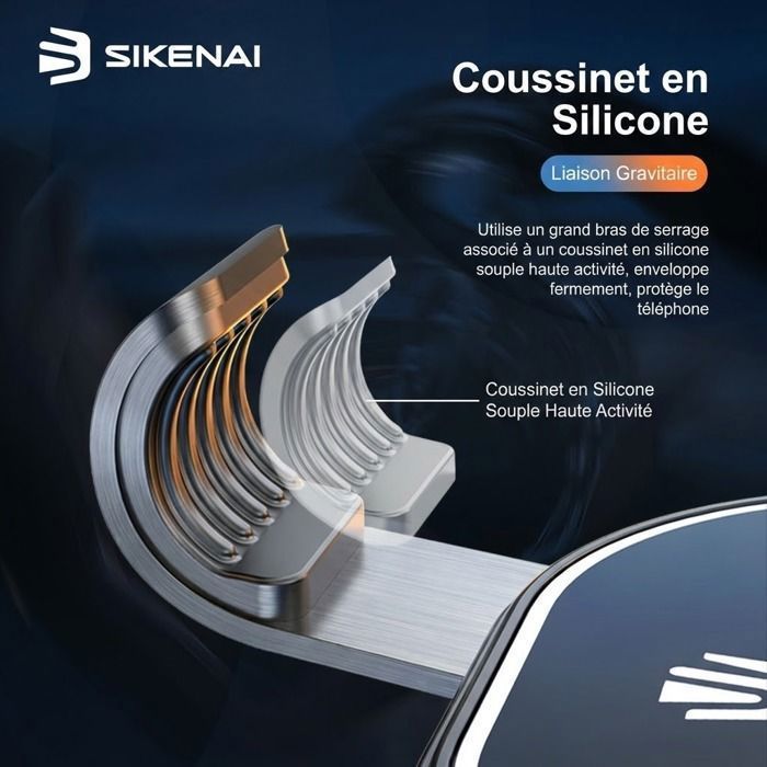Supporto per telefono da auto - SIKENAI - Supporto per telefono da bocchetta dell'aria - Sensore di gravità - Rotazione a 360° - Nero